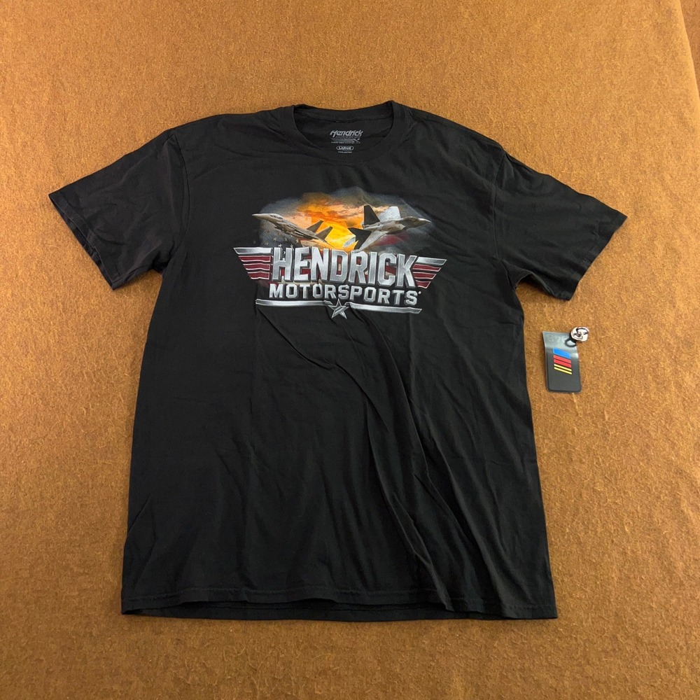Hendrick Motorsports Mens Large Black Victory Squadron NASCAR Racing T-Shirt